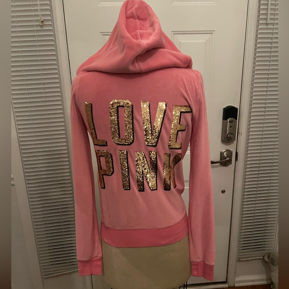 10 Mix Pink Victoria's Secret hoodie & long sleeves & sequins sz S